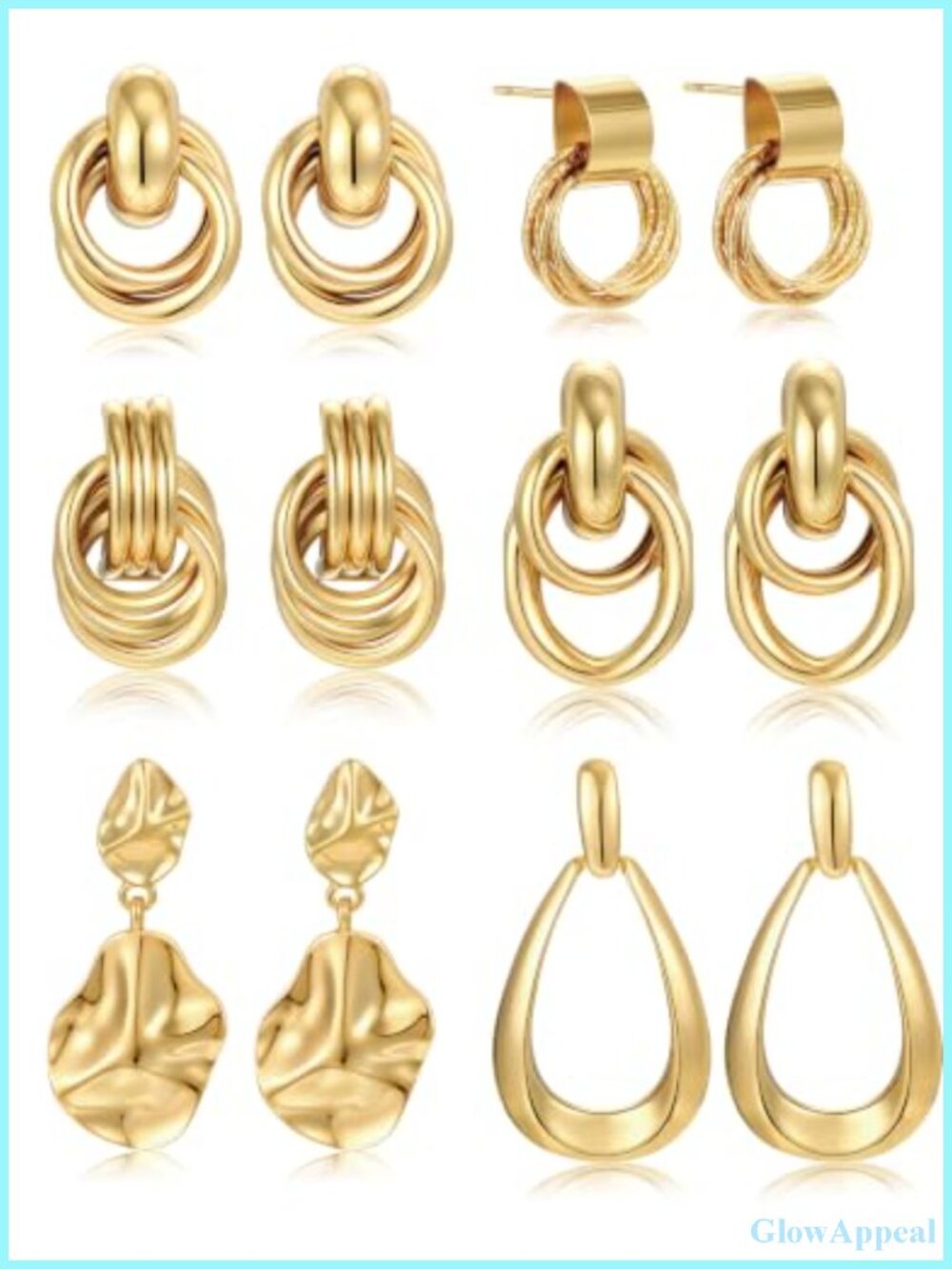Gold Plated Chunky Knot Earrings for Women Statement Drop Dangle Teardrop